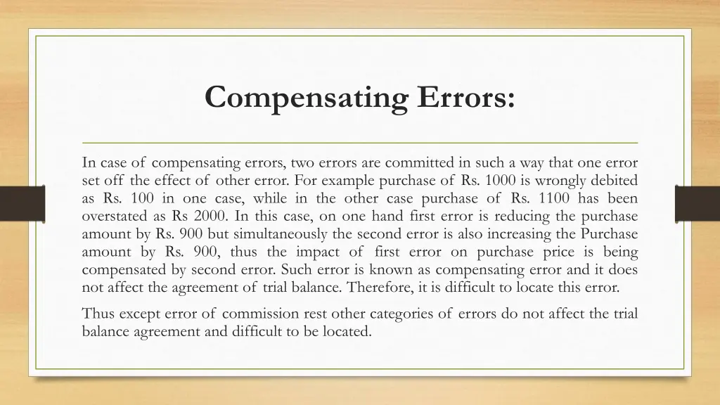 compensating errors