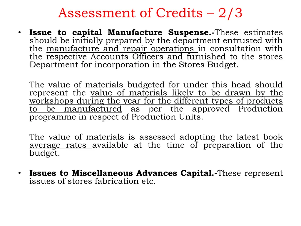 assessment of credits 2 3