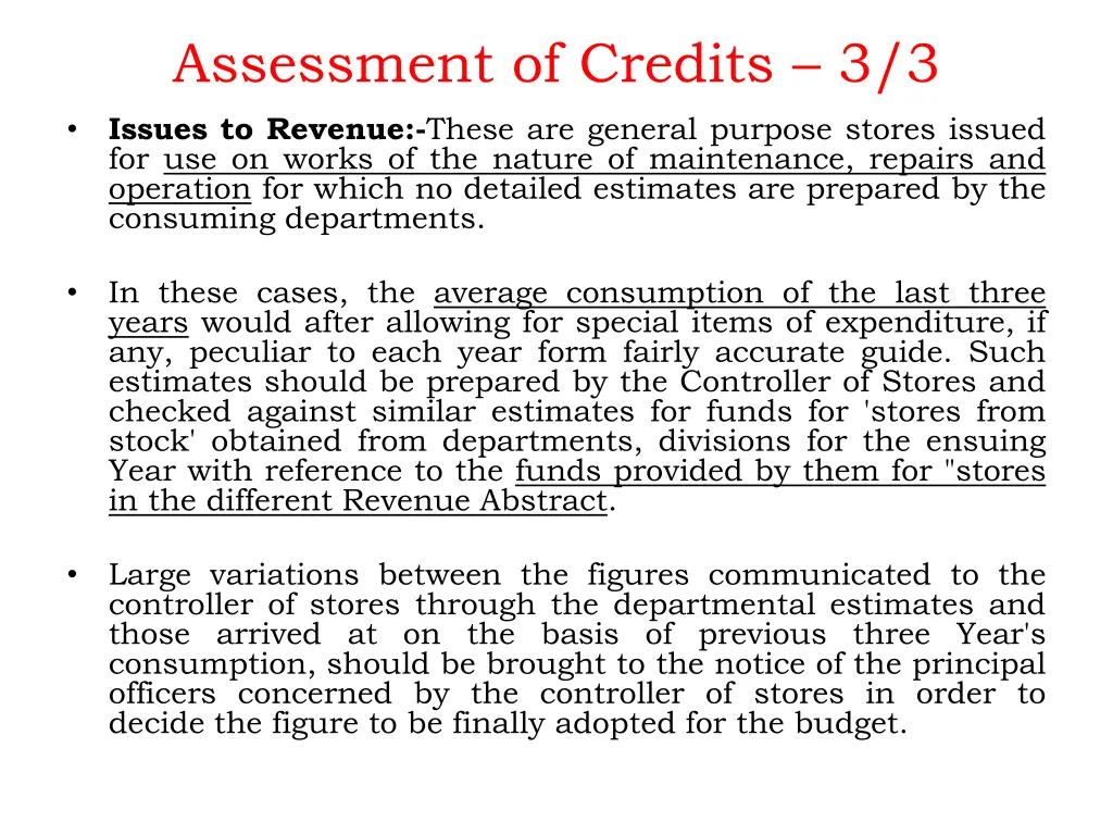 assessment of credits 3 3 issues to revenue these