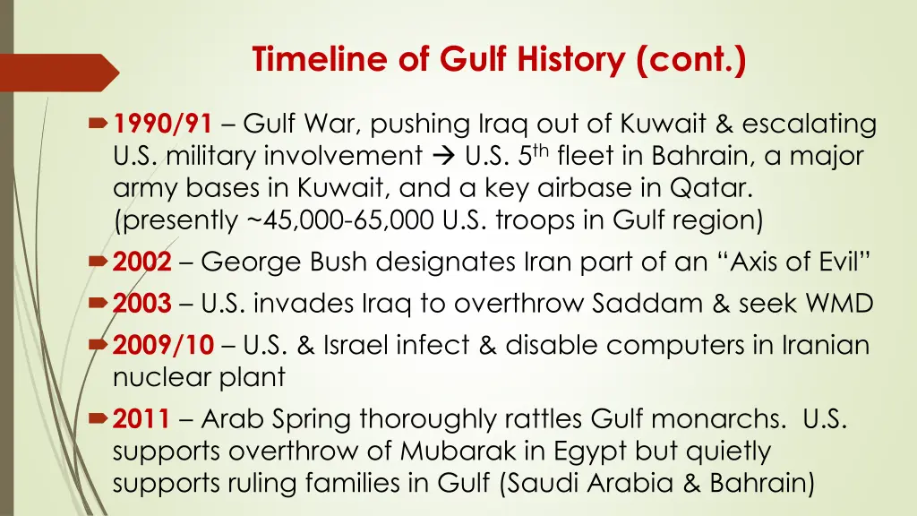 timeline of gulf history cont