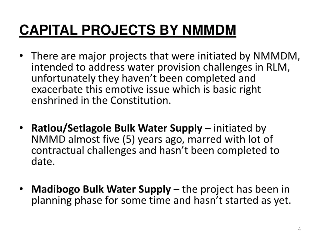 capital projects by nmmdm