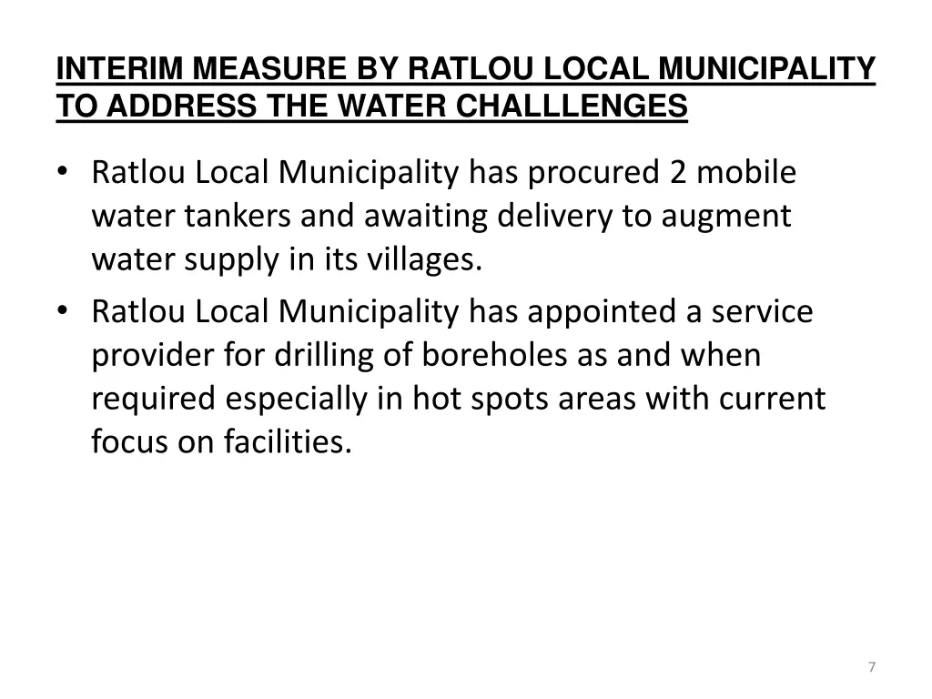 interim measure by ratlou local municipality