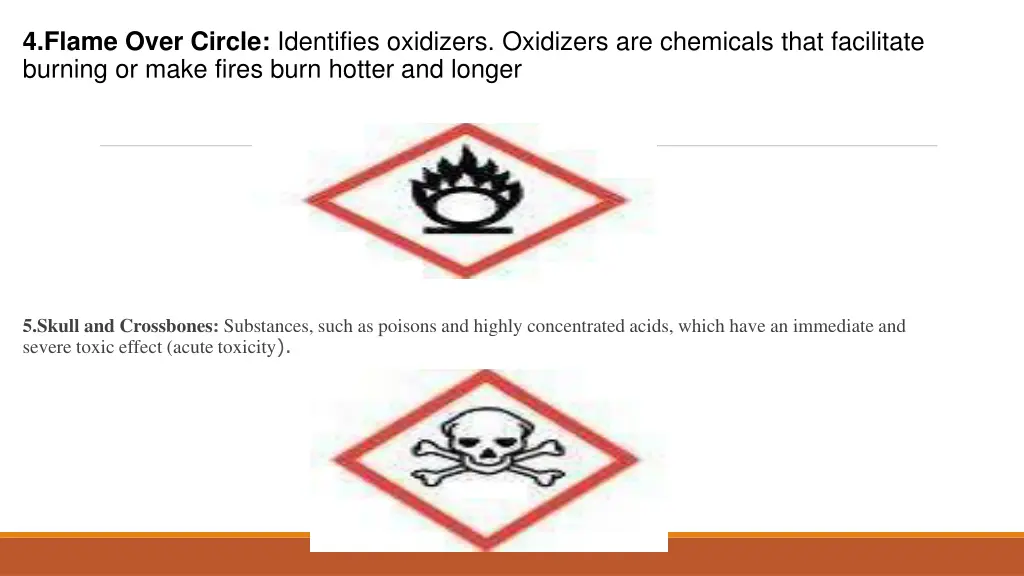 4 flame over circle identifies oxidizers