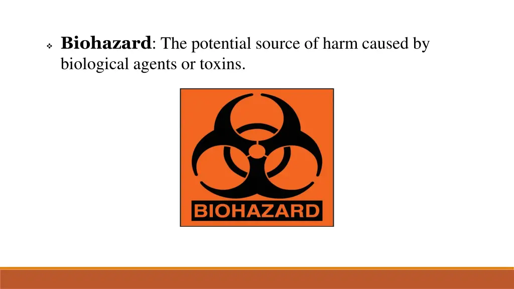 biohazard the potential source of harm caused