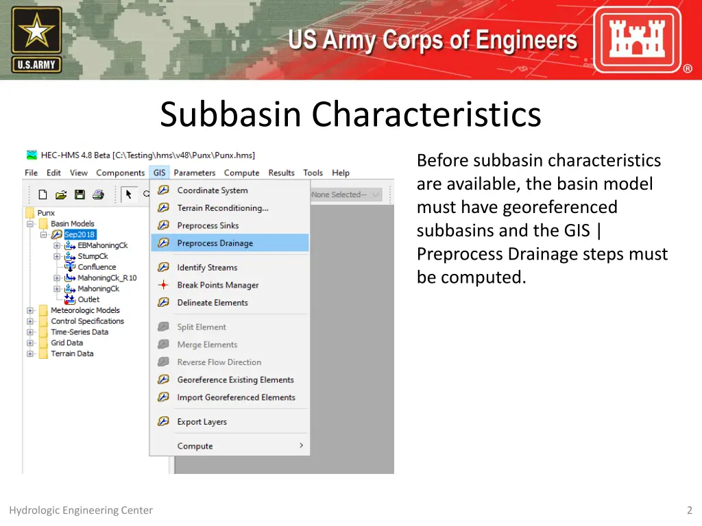 subbasin characteristics 1