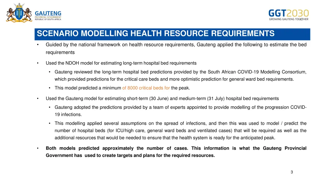 scenario modelling health resource requirements