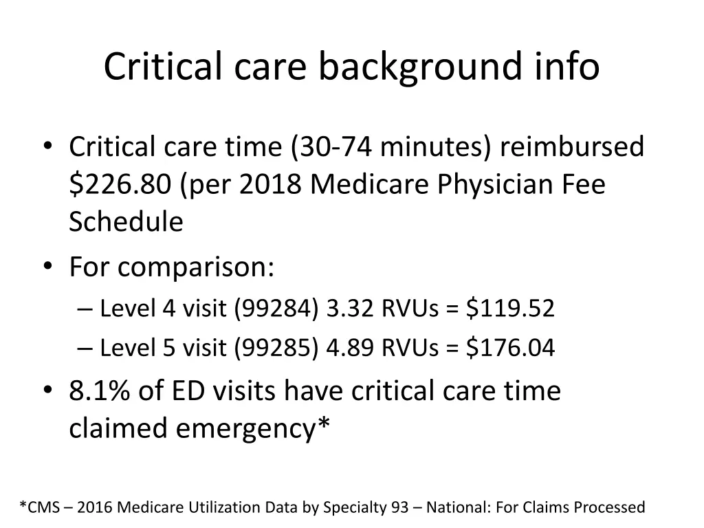 critical care background info