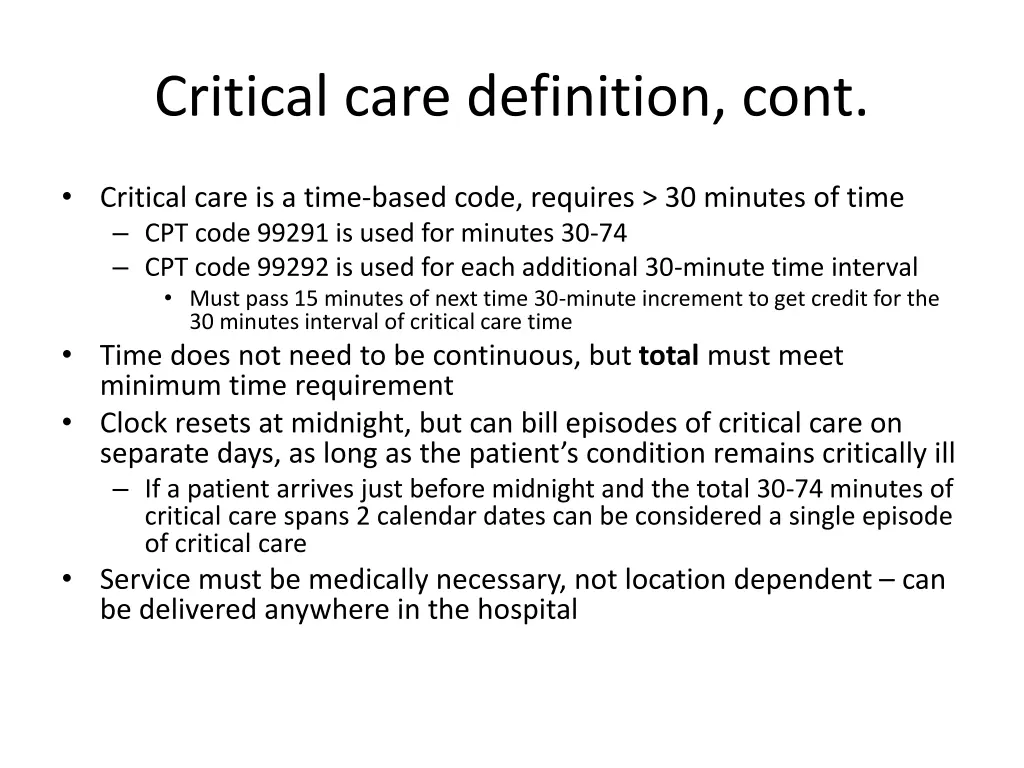 critical care definition cont 1