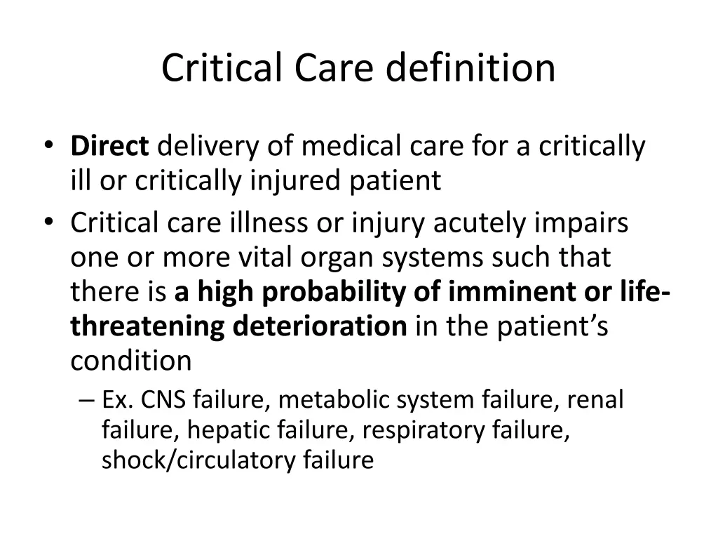 critical care definition