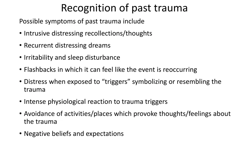 recognition of past trauma