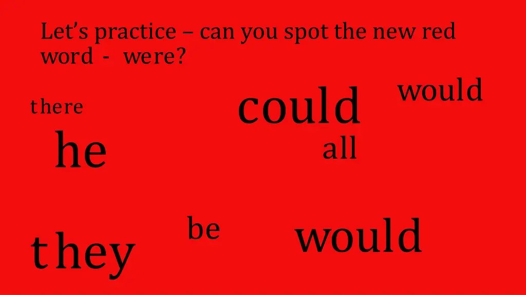 let s practice can you spot the new red word were