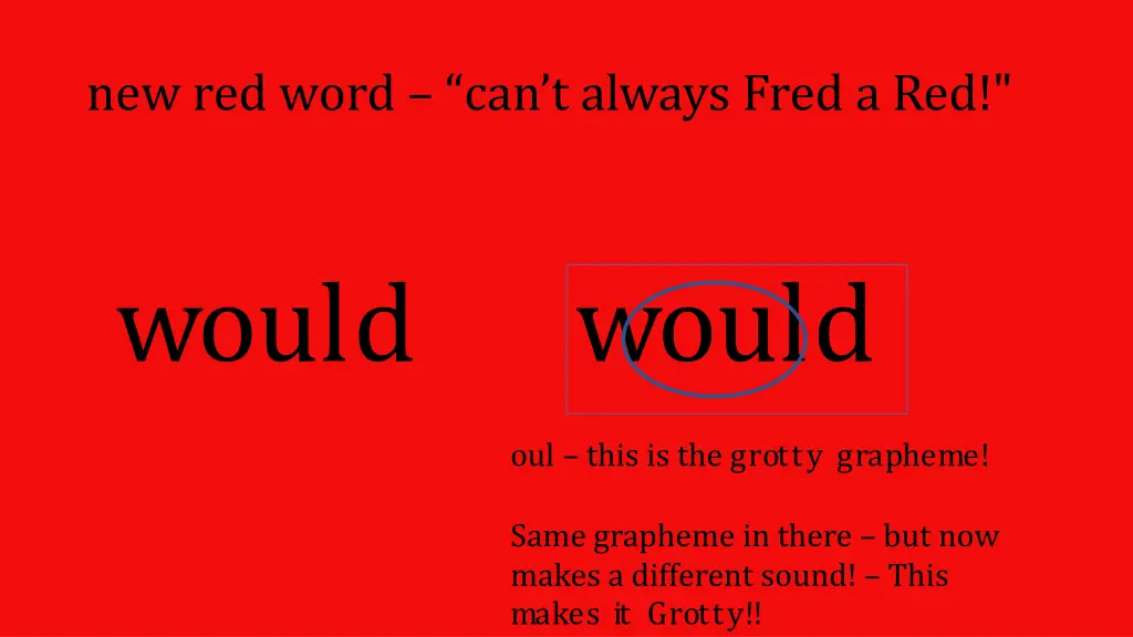 new red word can t always fred a red