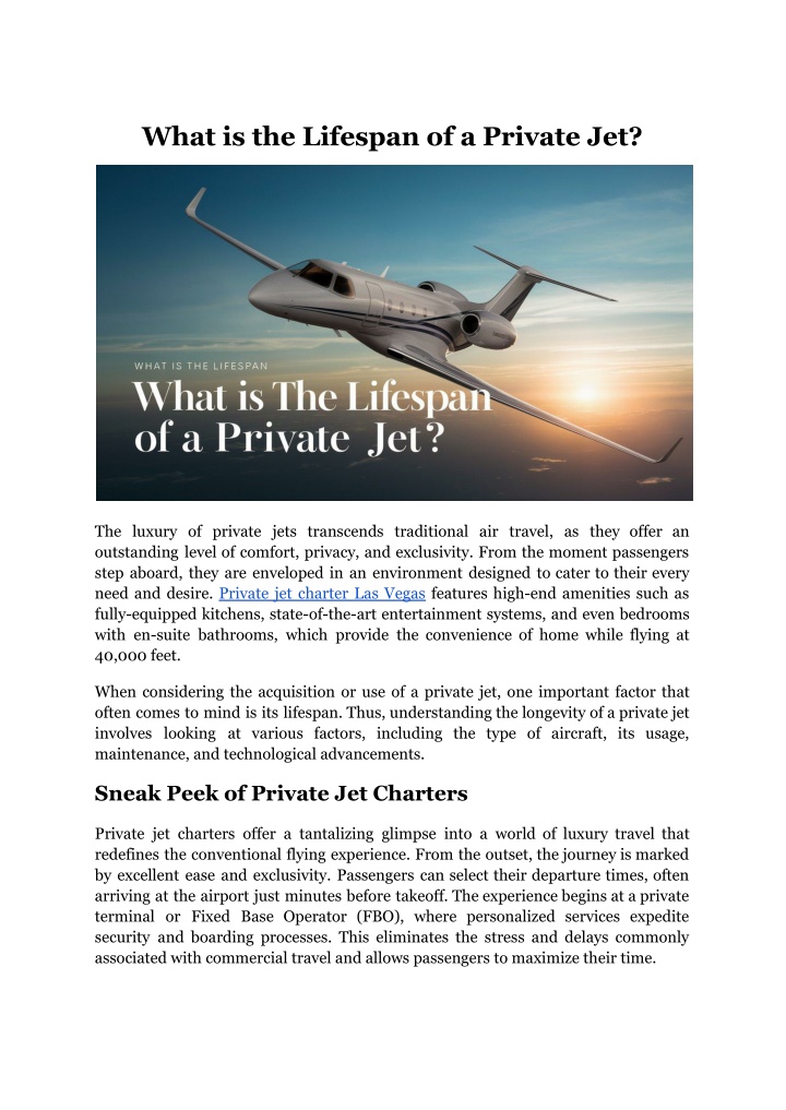 what is the lifespan of a private jet