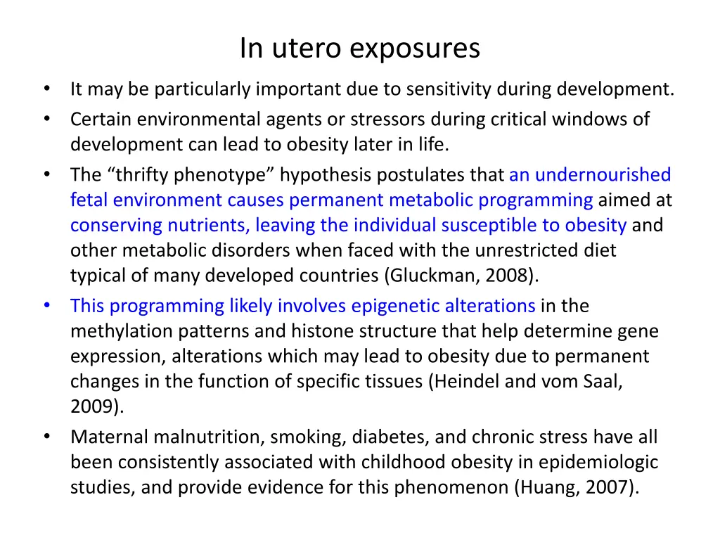 in utero exposures