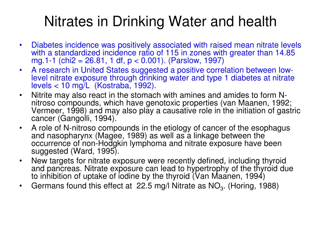 nitrates in drinking water and health