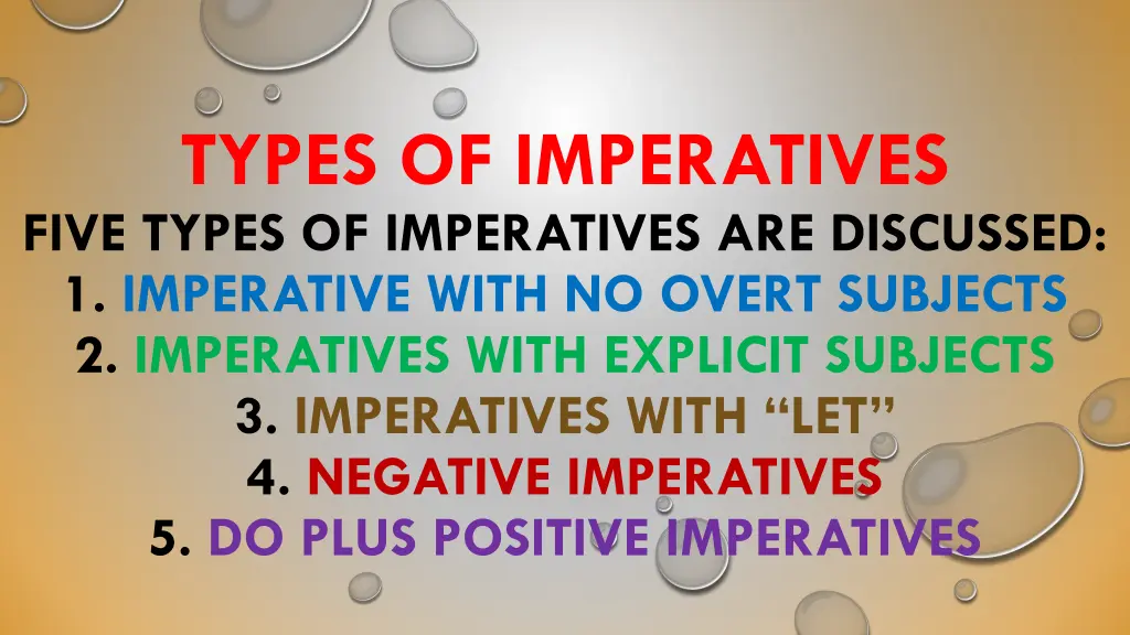 types of imperatives five types of imperatives