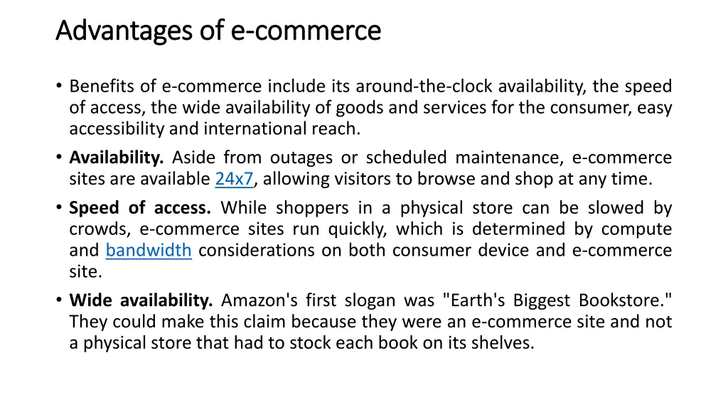 advantages of e advantages of e commerce