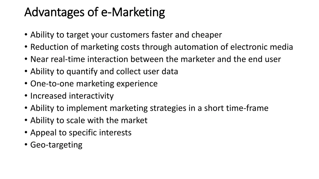 advantages of e advantages of e marketing