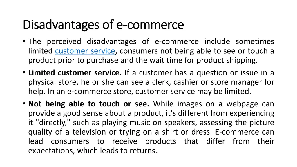 disadvantages of e disadvantages of e commerce