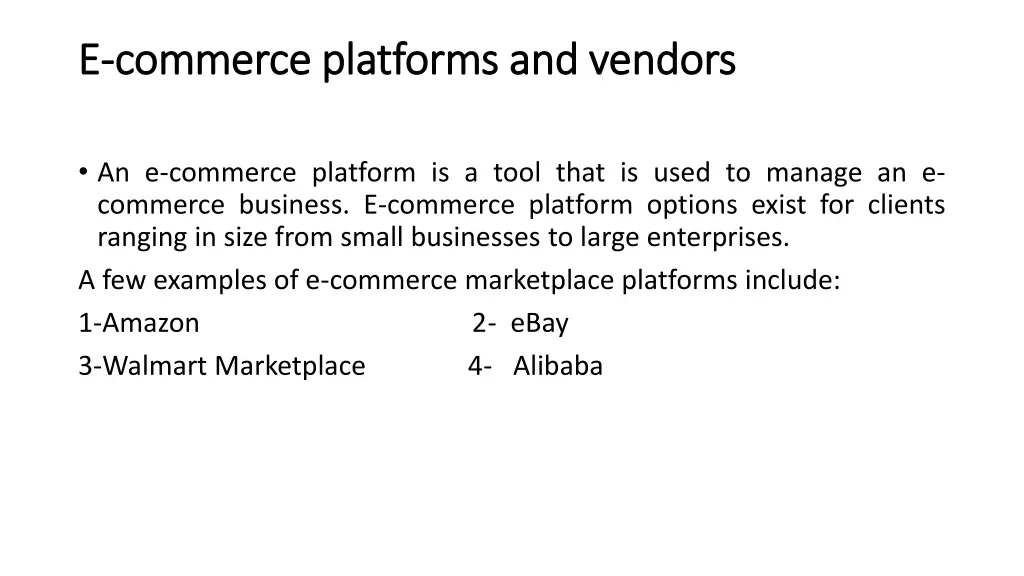 e e commerce platforms and vendors commerce