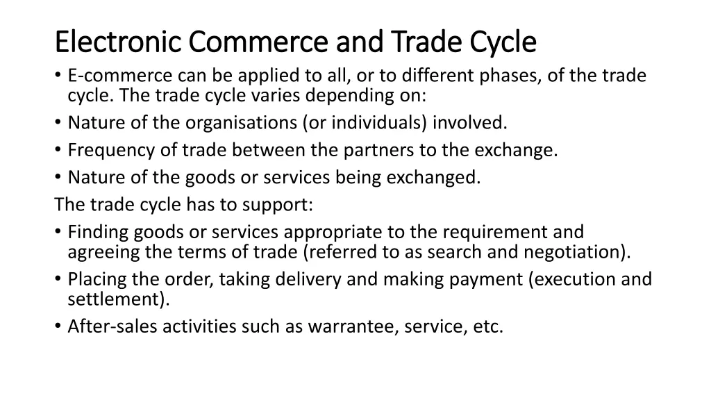 electronic commerce and trade cycle electronic 1