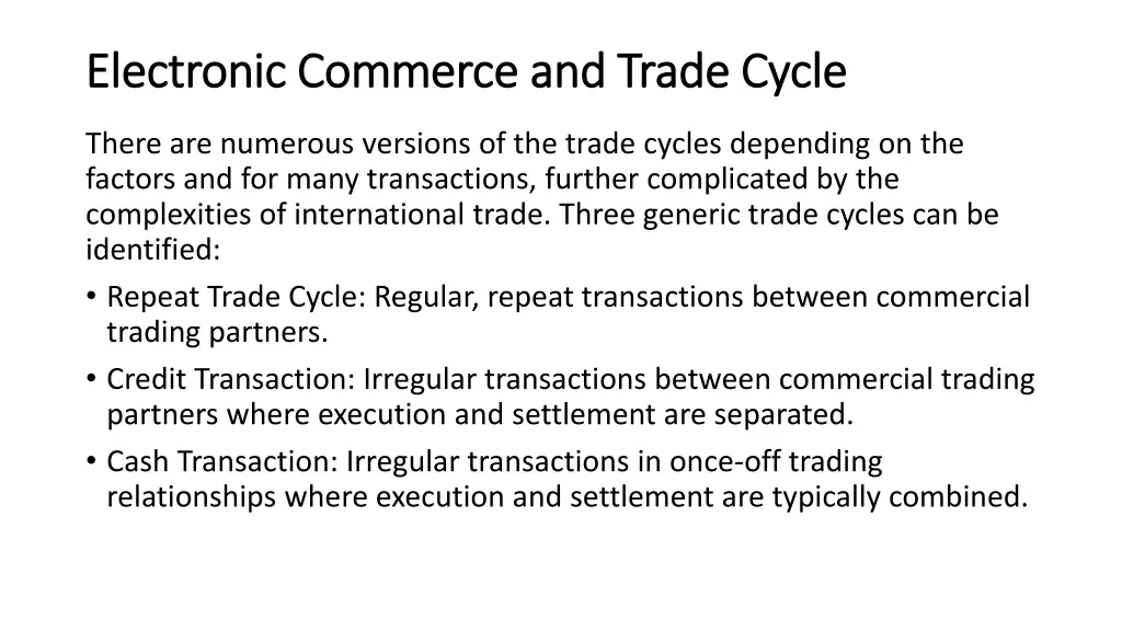 electronic commerce and trade cycle electronic 2