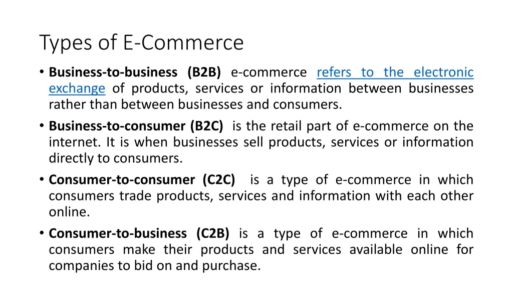 types of e commerce