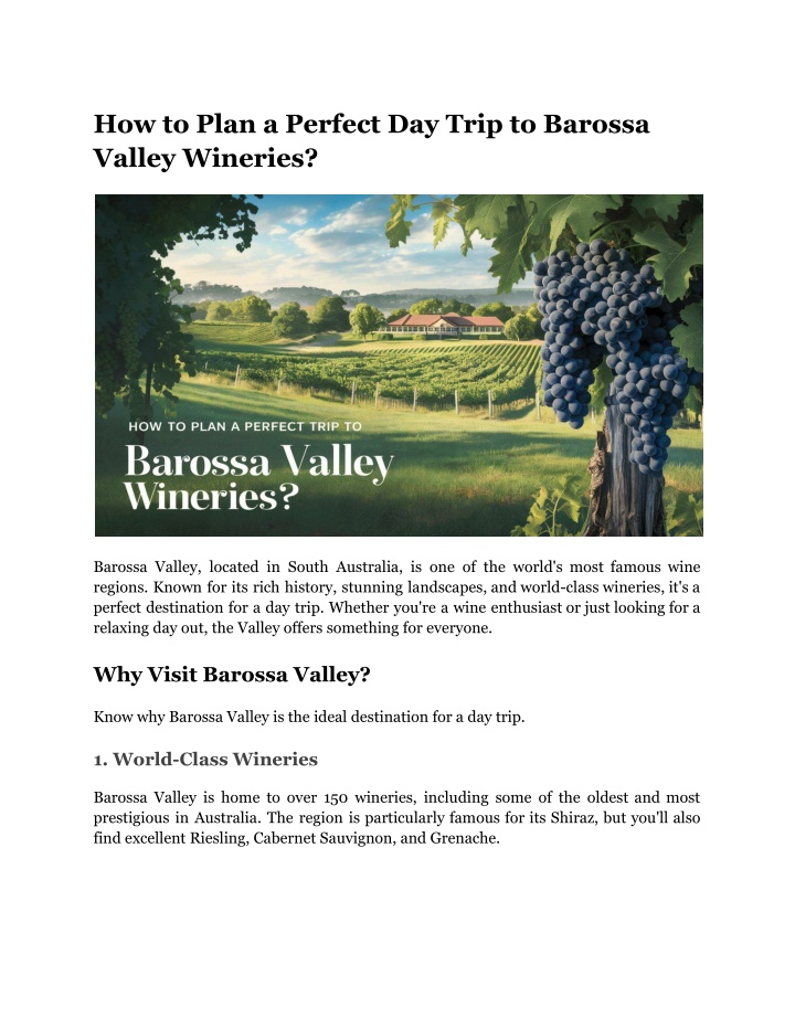 how to plan a perfect day trip to barossa valley