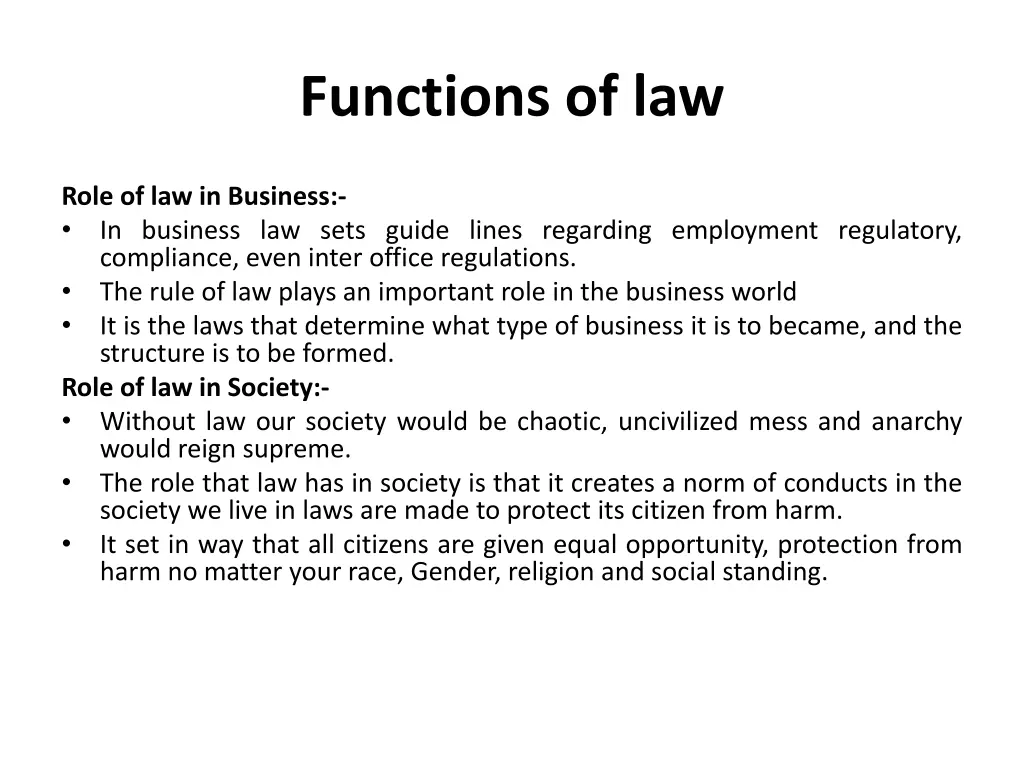 functions of law