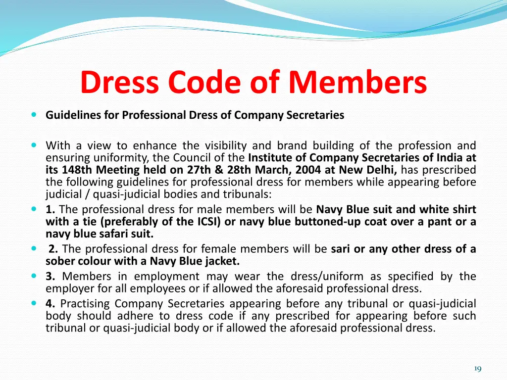 dress code of members