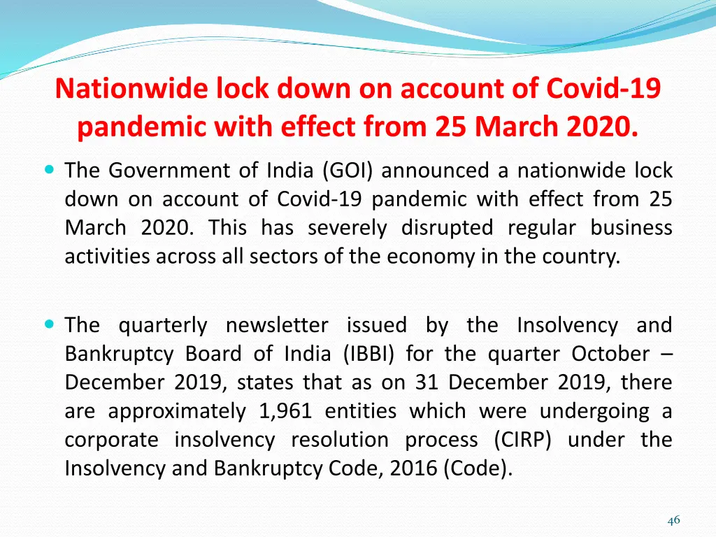 nationwide lock down on account of covid