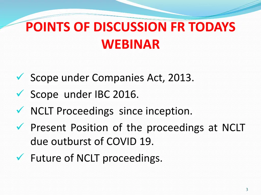 points of discussion fr todays webinar