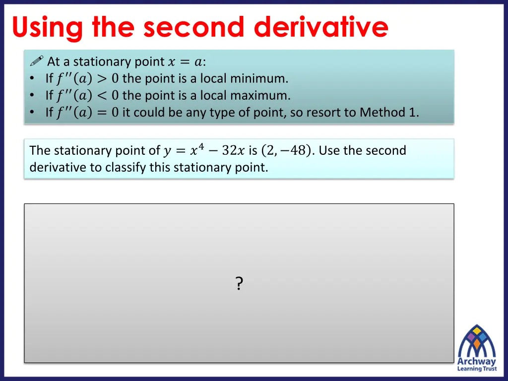 using the second derivative 1