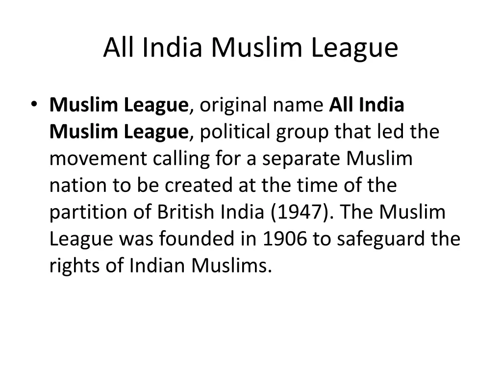 all india muslim league