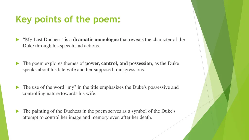 key points of the poem