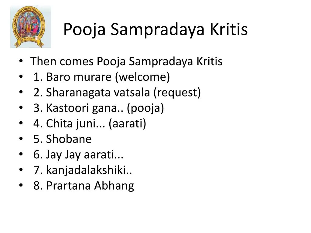 pooja sampradaya kritis