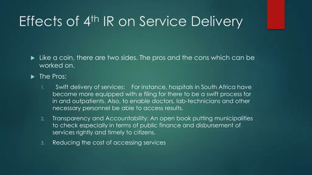 effects of 4 th ir on service delivery 1