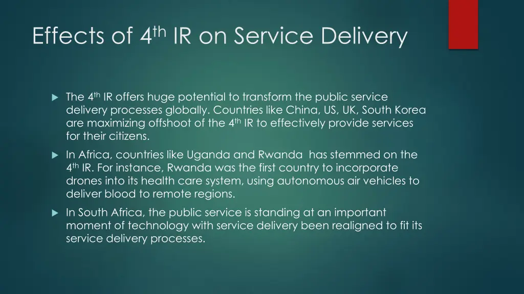 effects of 4 th ir on service delivery