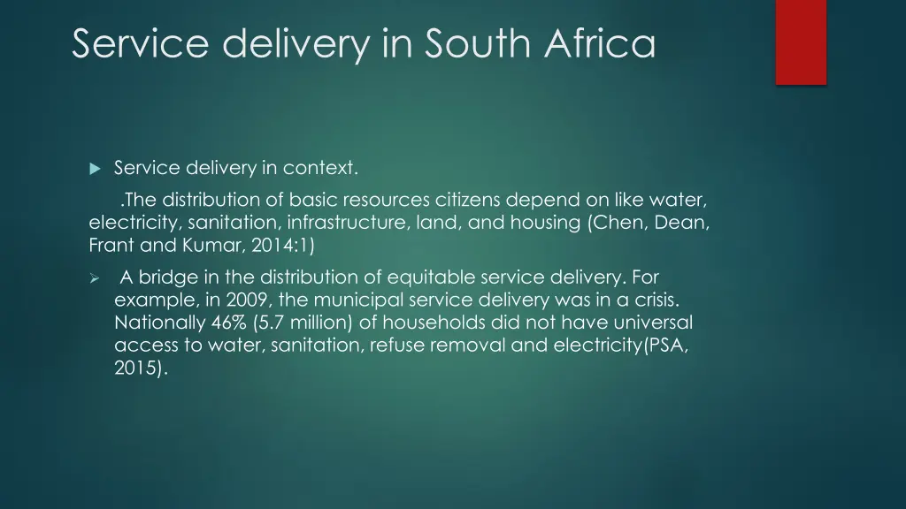 service delivery in south africa