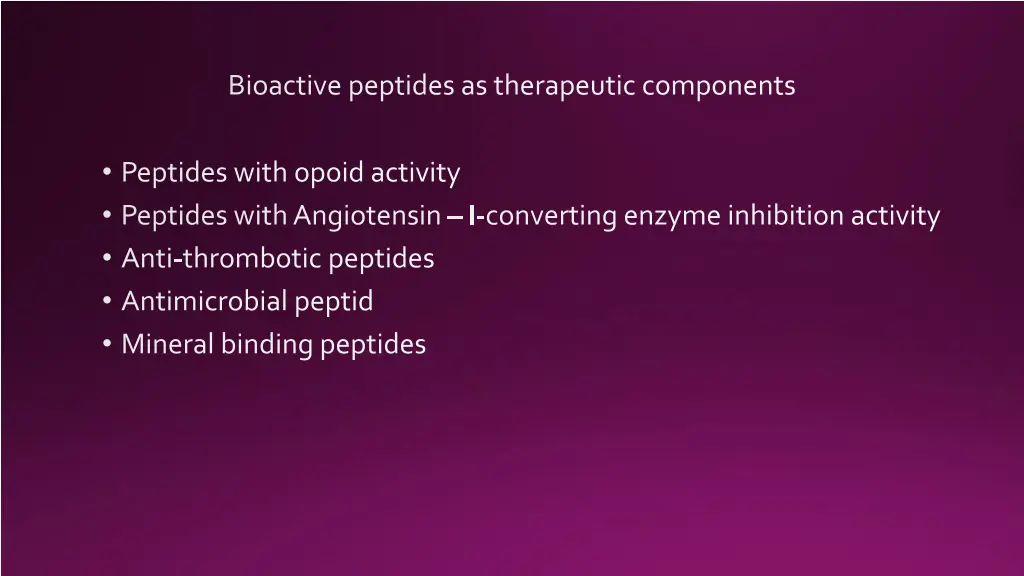 bioactive peptides as therapeutic components