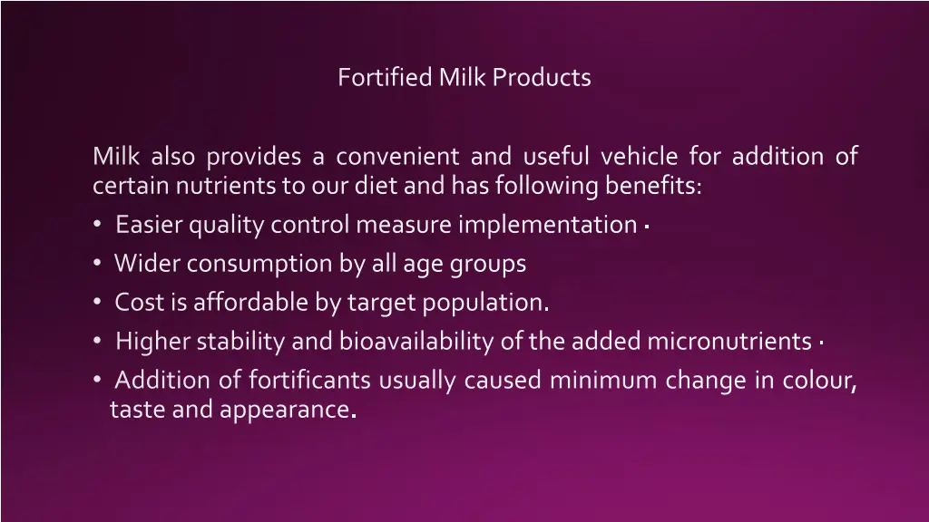 fortified milk products