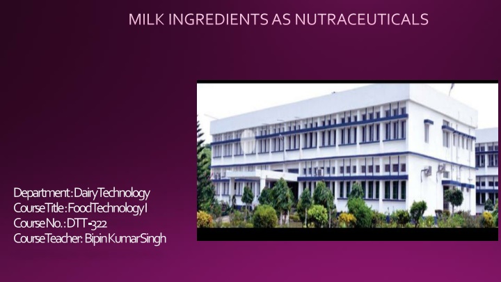 milk ingredients as nutraceuticals