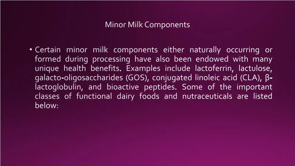 minor milk components