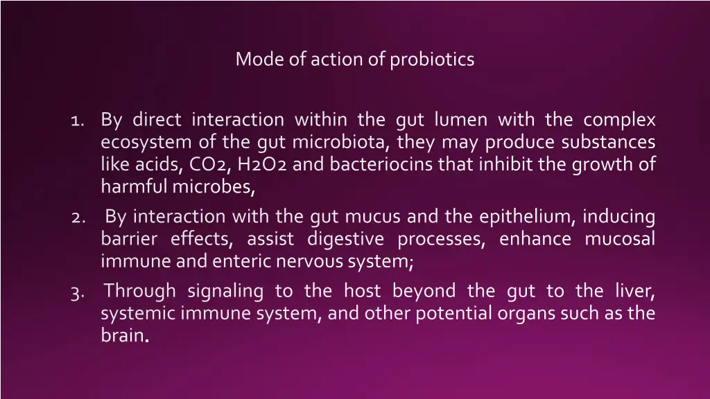 mode of action of probiotics