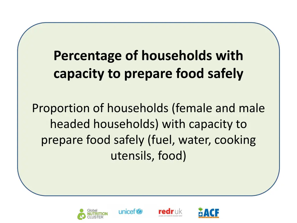 percentage of households with capacity to prepare