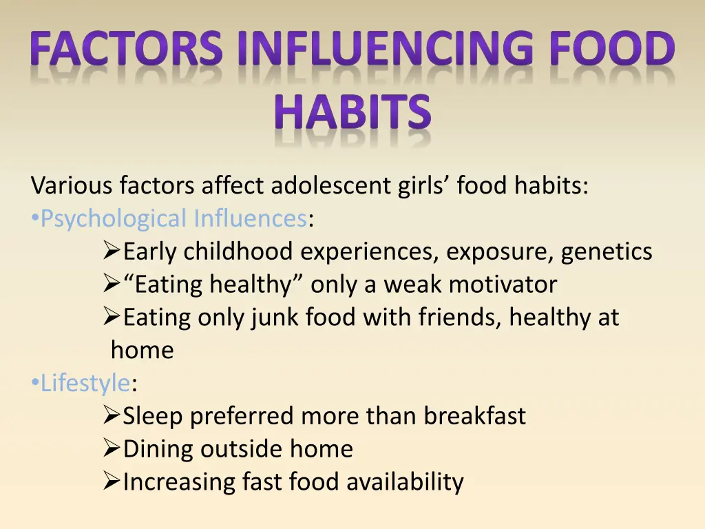 factors influencing food habits