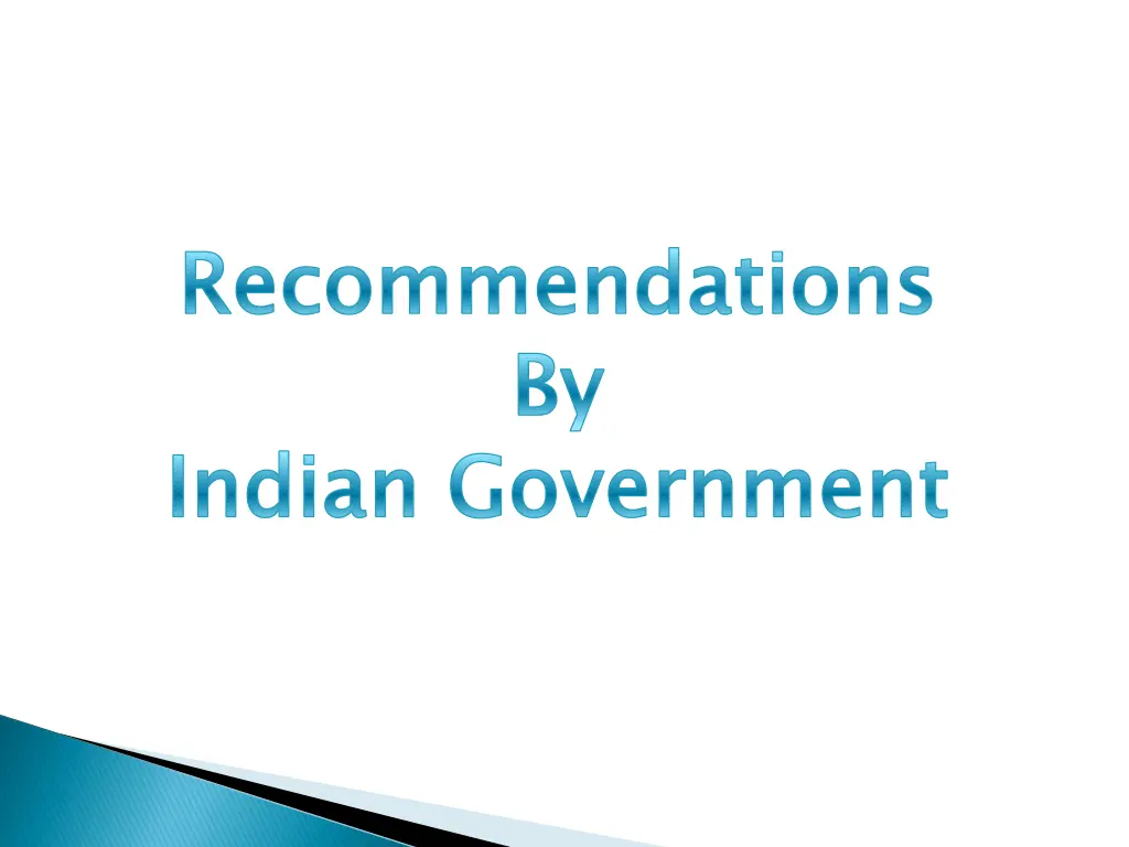 recommendations by indian government