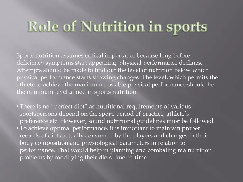 role of nutrition in sports