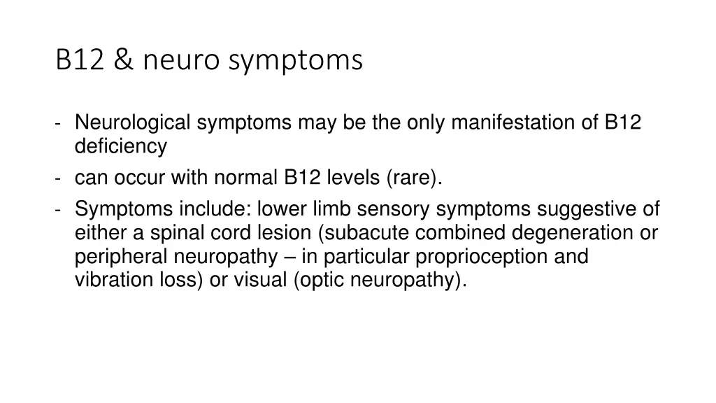 b12 neuro symptoms