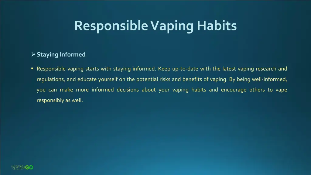 responsible vaping habits